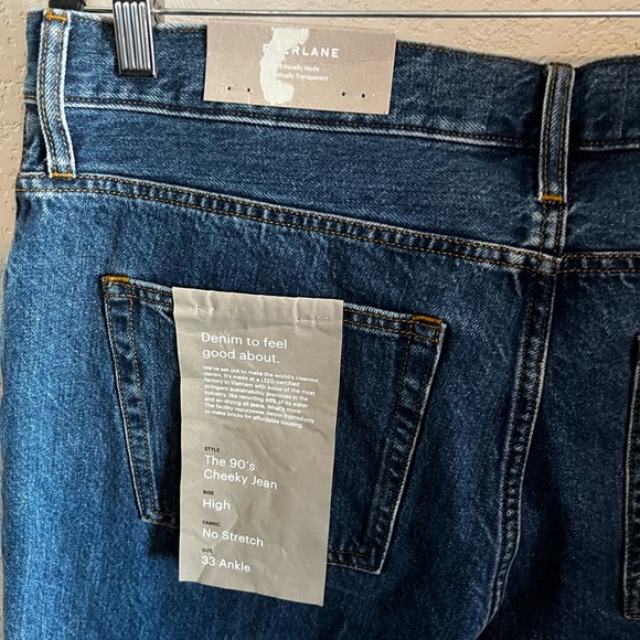 Everlane The 90's Cheeky Buttonfly Denim Jean Med Wash Blue 33 ankle NEW - Picture 5 of 9